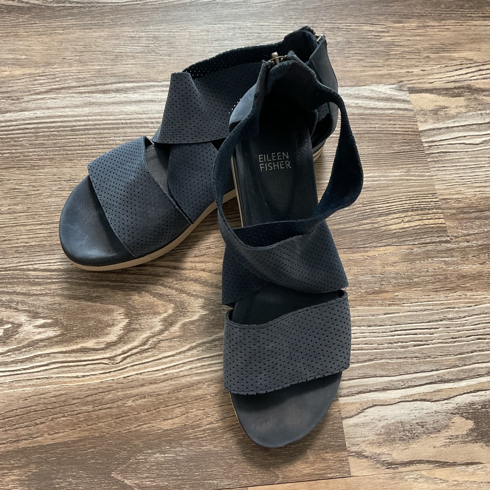 Eileen Fisher Denim Nubuck Sport 3 Sandal 9.5
